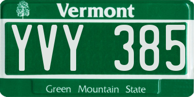 VT license plate YVY385