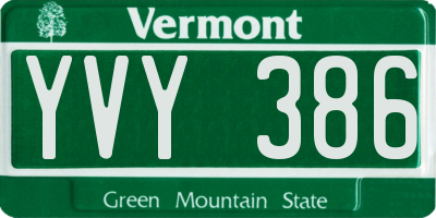 VT license plate YVY386
