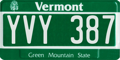 VT license plate YVY387