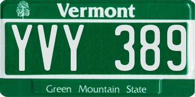 VT license plate YVY389