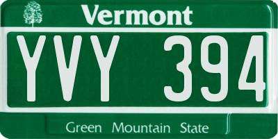 VT license plate YVY394