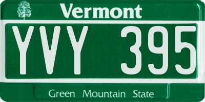 VT license plate YVY395
