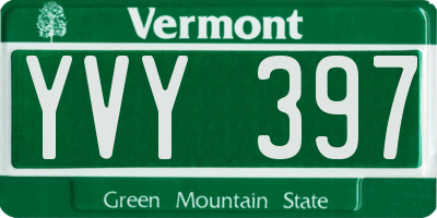 VT license plate YVY397