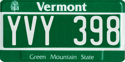 VT license plate YVY398