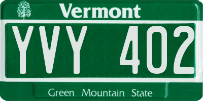 VT license plate YVY402
