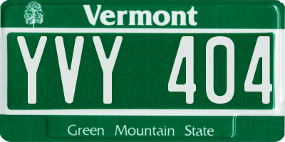VT license plate YVY404