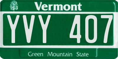 VT license plate YVY407