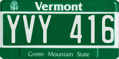 VT license plate YVY416