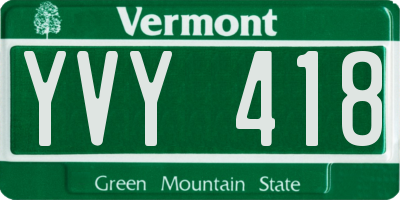 VT license plate YVY418