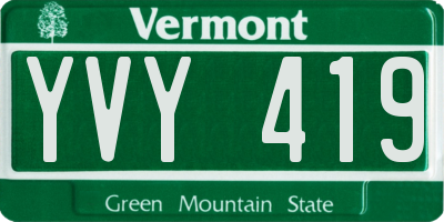 VT license plate YVY419