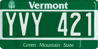 VT license plate YVY421