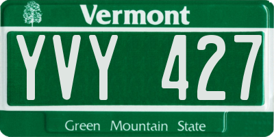 VT license plate YVY427