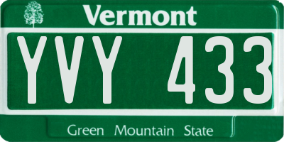 VT license plate YVY433