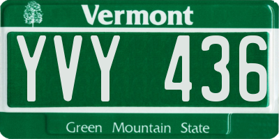VT license plate YVY436