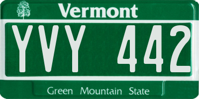 VT license plate YVY442