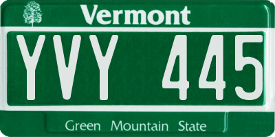VT license plate YVY445