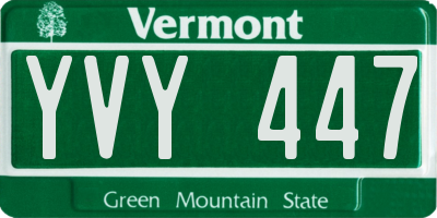 VT license plate YVY447