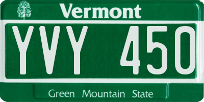 VT license plate YVY450