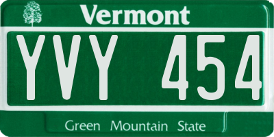 VT license plate YVY454