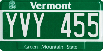 VT license plate YVY455