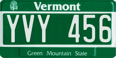 VT license plate YVY456