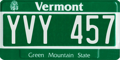 VT license plate YVY457
