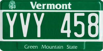 VT license plate YVY458