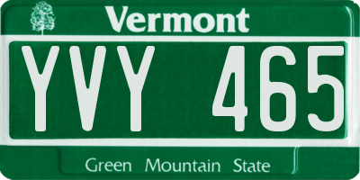 VT license plate YVY465