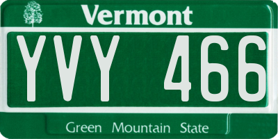 VT license plate YVY466
