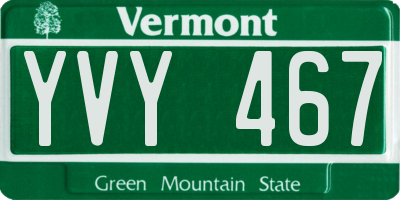 VT license plate YVY467