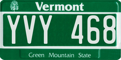 VT license plate YVY468