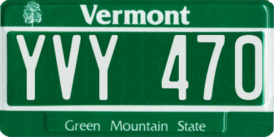 VT license plate YVY470