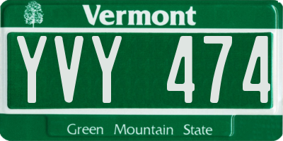 VT license plate YVY474