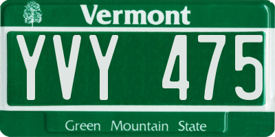 VT license plate YVY475