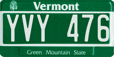 VT license plate YVY476