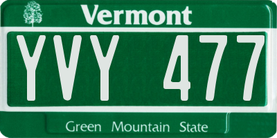 VT license plate YVY477