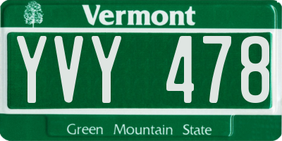 VT license plate YVY478
