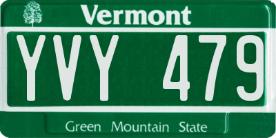VT license plate YVY479