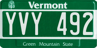 VT license plate YVY492