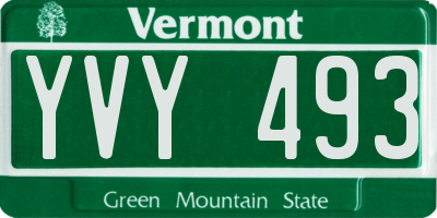 VT license plate YVY493