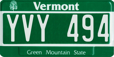 VT license plate YVY494