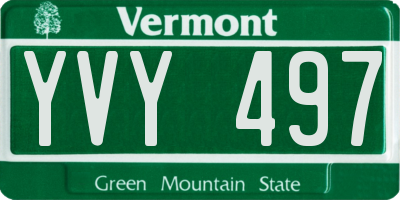 VT license plate YVY497