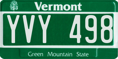 VT license plate YVY498