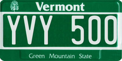 VT license plate YVY500