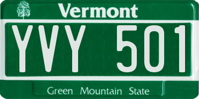 VT license plate YVY501