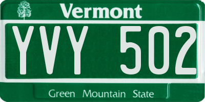 VT license plate YVY502