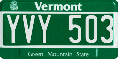 VT license plate YVY503