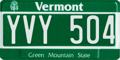 VT license plate YVY504