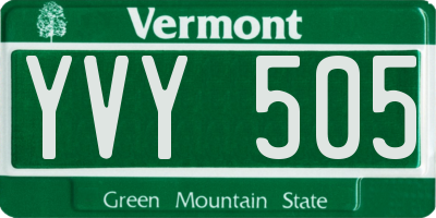 VT license plate YVY505