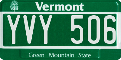 VT license plate YVY506